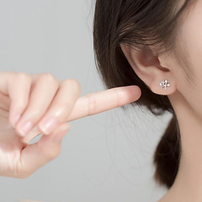 Khuyên tai bạc 925 cành cây đính đá trẻ trung mới lại thanh lịch Dế Bạc - K5199