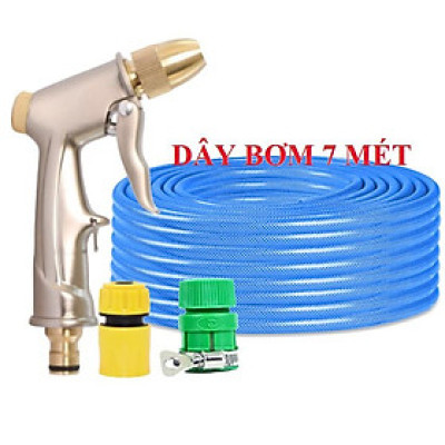 Bộ dây vòi xịt nước rửa xe, tưới cây . tăng áp 3 lần, loại 7m, 10m 206701-1 đầu đồng,cút, + tặng khăn phượt