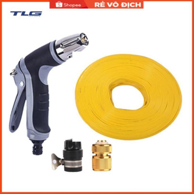 Bộ dây và vòi xịt  tăng áp rửa xe tưới cây 15M (cút đồng nối nhựa đen) 206817