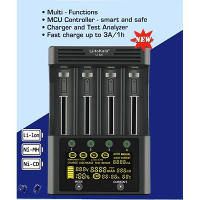 Bộ sạc đa năng Liitokala Lii-600 Test Pin Ni-MH Li-ion 18650 3.7V 18350 18500 21700 26650 AA AAA