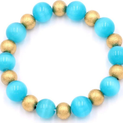 Chuỗi tay phong thủy - đá mắt mèo xanh ngọc 10 ly VMEXNHVT1 - hợp mệnh Thủy, mệnh Mộc