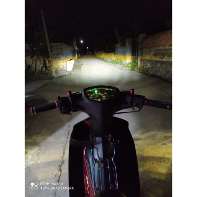 đèn led pha cao cấp T6 3 màu lắp ô tô xe máy hàng chuẩn loại 1.tản nhiệt quạt tubo,đèn có 3 chế độ