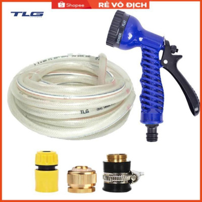 Bộ dây và vòi xịt tăng áp lực nước,rửa xe, tưới cây 3-5m (cút nhựa nối đồng nhựa) 206843
