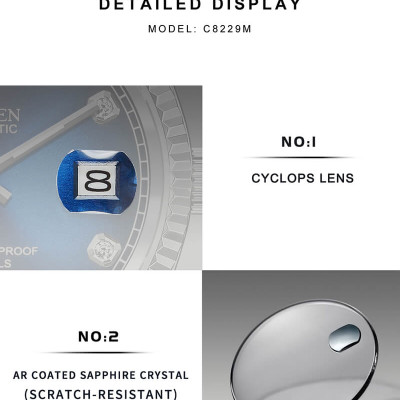 Đồng Hồ Nam Cadisen C8229M1 Chính Hãng Full Box Chống Nước Kính Chống Xước Dây Thép BH 2 Năm Máy Cơ