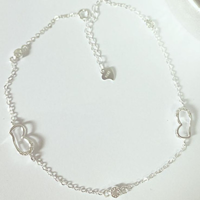 Lắc chân nữ trang sức bạc Ý S925 Bạc Xinh - Trái tim yêu thương RYBJ50041