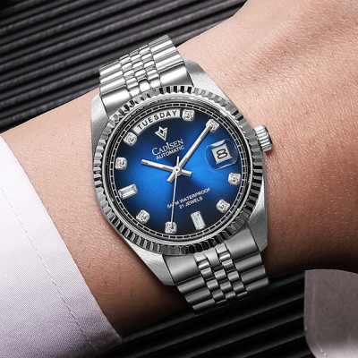 Đồng Hồ Nam Cadisen C8229M1 Chính Hãng Full Box Chống Nước Kính Chống Xước Dây Thép BH 2 Năm Máy Cơ