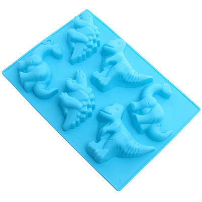 Khuôn silicon làm bánh, rau câu, socola 6 con khủng long, tê giác - Mã số 1061