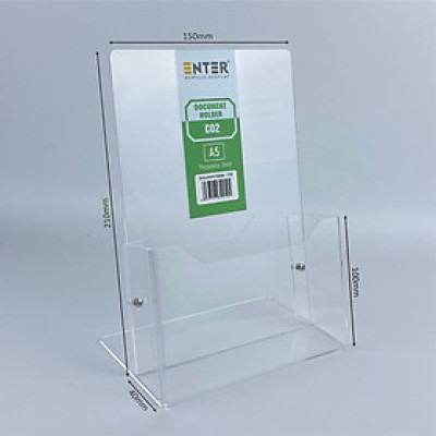 Khay đựng giấy, Hộc đựng tờ rơi, Kệ mica nhiều giấy 1 ngăn Enter C02 150x210mm A5 đứng 2mm