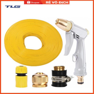 Bộ dây vòi xịt nước tưới cây rửa xe,tăng áp 3 lần, loại 7-10m (cút nhựa nối đồng nhựa) 206846