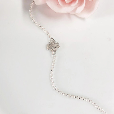 Lắc Tay Nữ Bạc Ta Cỏ 4 Lá Đính Đá May Mắn Bạc Hiểu Minh LTU576