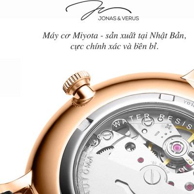 Đồng hồ đeo tay Nam hiệu JONAS & VERUS Y01563-A0.PPWLB, Máy Cơ (Automatic), Kính mo tráng sapphire, Dây da Italy