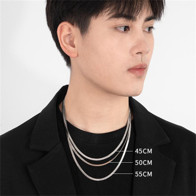 Dây Chuyền Xương Rắn Thép Titan, Thời Trang Và Tối Giản Hip-Hop, Dây Chuyền Áo Len Cao Cấp Sợi Mì