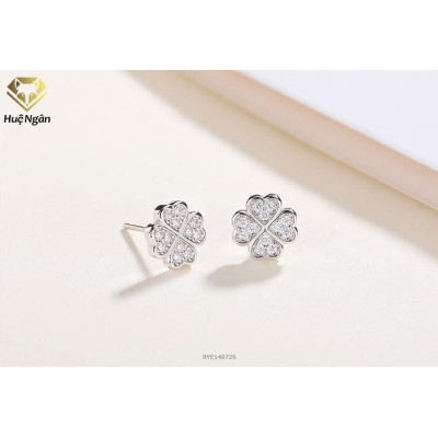 Combo dây chuyền và khuyên tai bạc Ý 925 Huệ Ngân - Cỏ bốn lá may mắn PP1504-RYE140726