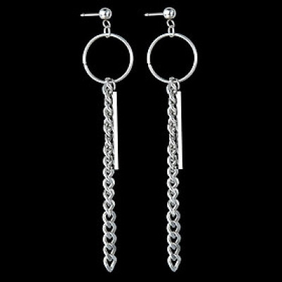 Bông tai xích phối thanh titan đơn cực chất