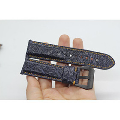 Dây Đồng Hồ Da Đà Điểu Thật Songhan Leather Hoàn Thiện Thủ Công Tỉ Mỉ, Màu Xanh Khóa Lổ To, BH 6 Tháng PROT-00