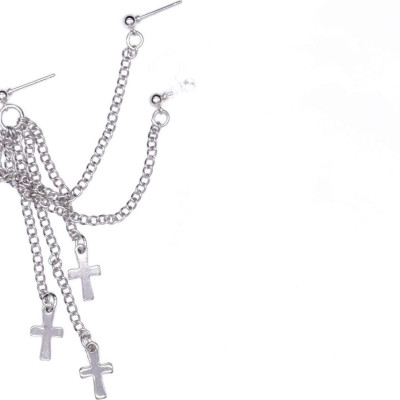 Bông tai tua rua chữ thập ba chỗ đeo cực chất