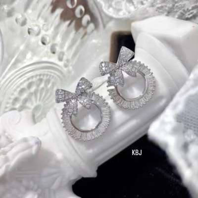 Bông tai bạc nơ đá chất liệu bạc s925 MS75c1