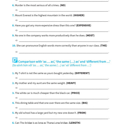 Bài Tập Viết Lại Câu Tiếng Anh ( Ôn Thi Vào Lớp 10 Và 10 Chuyên )