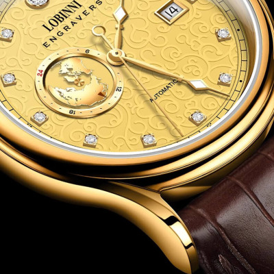 Đồng hồ nam chính hãng LOBINNI L1889-5 Kính sapphire,chống xước,Chống nước,BH 24 tháng,Máy cơ (Automatic) ,dây da xịn