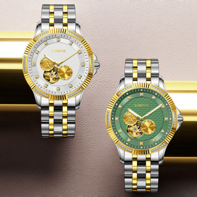 Đồng hồ nam chính hãng LOBINNI L19006-1 Kính sapphire,chống xước,Chống nước,BH 24 tháng,Máy cơ (Automatic) ,dây da xịn