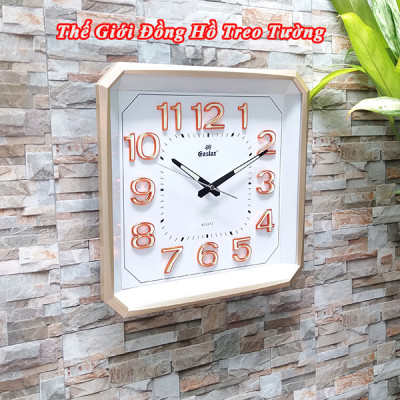 Đồng Hồ Treo Tường Cao Cấp EASTAR Có DẠ QUANG Hình Vuông Cách Điệu - Máy KIM TRÔI NHẬT - Số Nổi 3D - Tặng Pin Maxell - BH 1 Năm