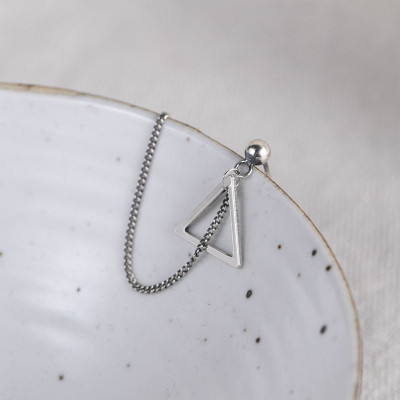 Bông tai xích ỏng tua rối phối họa tiết tam giác trang nhã thời trang