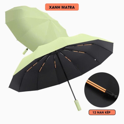 Dù Che Nắng Mưa Bấm Tự Động 12 Nan Kép Chống Thấm Nước Chống Tia UV Nhỏ Gọn Tiện Lợi
