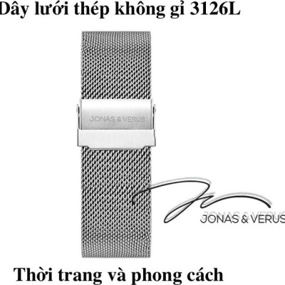 Đồng hồ đeo tay Nam hiệu JONAS & VERUS Y01544-A0.WWBBW, Máy Cơ (Automatic), Kính mo tráng sapphire, Dây lưới thép không gỉ 316L