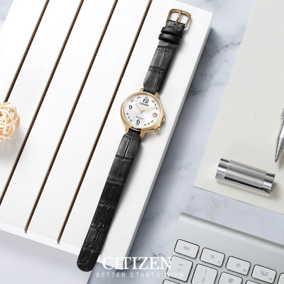 Đồng Hồ Nữ Citizen Kết Nối Bluetooth Dây Da EE4022-16A - Mặt Trắng 