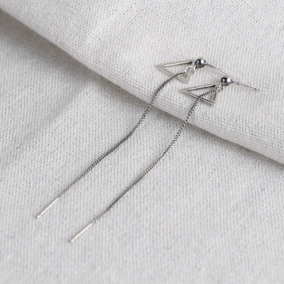 Bông tai xích ỏng tua rối phối họa tiết tam giác trang nhã thời trang