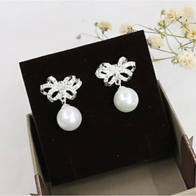 Bông tai móc chất liệu bạc s925 mặt nơ trai MS09g