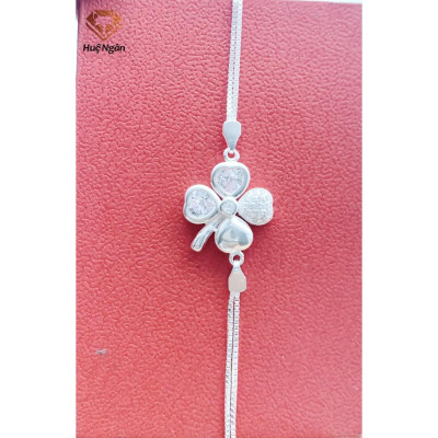 Lắc tay bạc 925 Huệ Ngân - Cỏ bốn lá may mắn dây hộp RYB140077