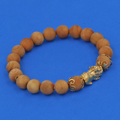 Chuỗi đeo tay Gỗ Ngọc Am 8 ly Cẩn Tỳ Hưu Phong Thủy inox vàng VGHDTHHKV8