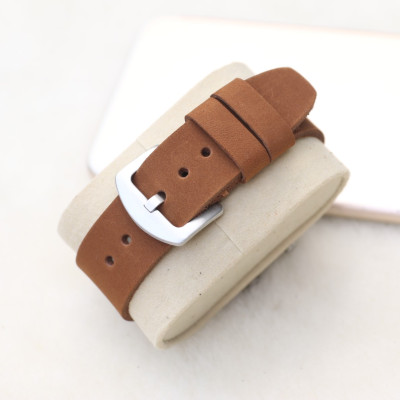 Dây đeo da thay thế đồng hồ Casio AE1200 - Handmade- Da sáp Nâu vàng