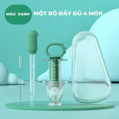 Bộ 2 Món Dụng Cụ Cho Bé Uống thuoc , Sữa, Nước Hoa Quả Đa Năng Tiện Lợi - Kèm Hộp và Cọ Vệ Sinh