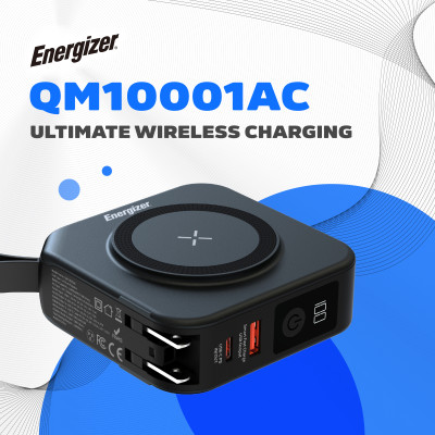 Sạc dự phòng Energizer 10,000mAh /3.7V Li-Polymer QM10001ACBK Sạc nhanh 20W, bảo hành 24 tháng 1 đổi 1 - Hàng chính hãng