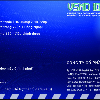 Camera VS-ND10 Nghị Định 10 Phục Vụ Đăng Kiểm (2 camera rời) – Tặng 1 Năm 4G Miễn Phí + Thẻ Nhớ 128GB