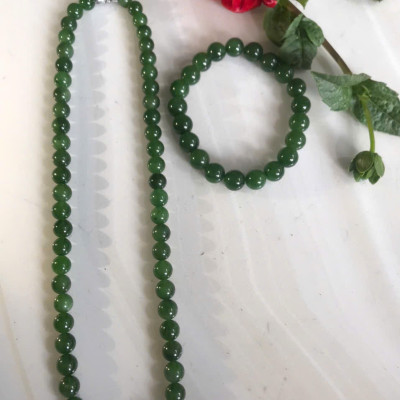 Bộ Vòng Chuỗi Đeo Cổ 8li Và Vòng Tay 9li5 Đá Ngọc Phật Xanh tự nhiên đẹp hay ngọc bích Màu xanh ngọc bích bóng đẹp món quà tặng Mẹ tặng cho mình và người thân nữ đeo đẹp ý nghĩa ạ