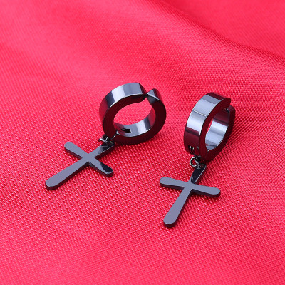 Khuyên tai kẹp hình chữ thập phong cách kpop