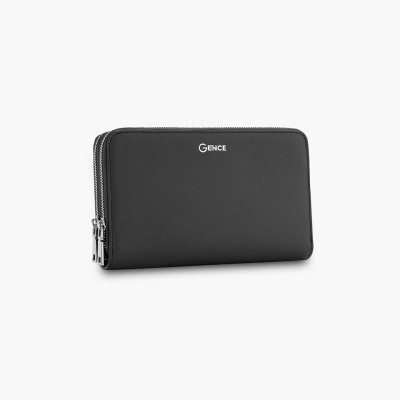 Clutch, Ví Cầm Tay Gence Thời Trang Nam Da Bò Taiga Cao Cấp HT21 Đen - 2 Khóa