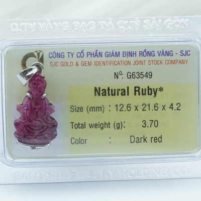  Mặt dây chuyền Phật Bà Quan Thế Âm Ruby tự nhiên kiểm định