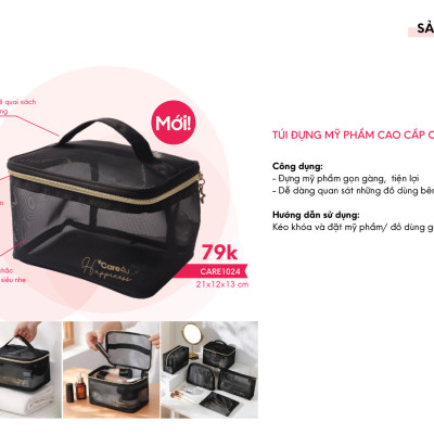 Túi đựng mỹ phẩm tiện lợi mang đi du lịch Care4u 21x12x13 cm