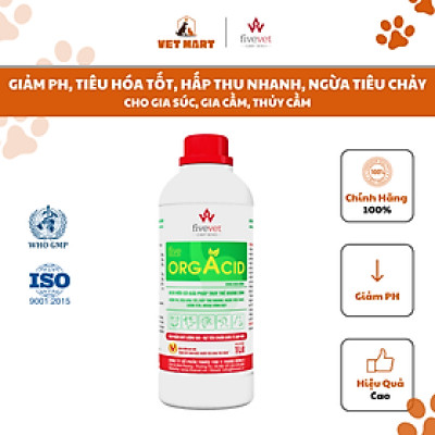 [1 LÍT] Five-Orgacid - ACID HỮU CƠ_GIẢI PHÁP THAY THẾ KHÁNG SINH GIẢM PH, TIÊU HÓA TỐT,  NGỪA TIÊU CHẢY