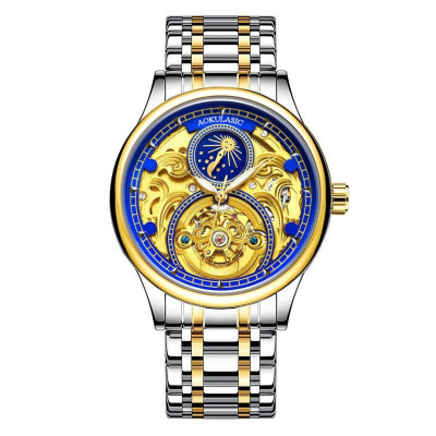 ĐỒNG HỒ NAM CƠ TỰ ĐỘNG CHÍNH HÃNG AOKULASIC DÂY THÉP ĐÚC ĐẶC KHÓA BƯỚM KÍNH SAPHIRE - CÓ LỊCH NGÀY AOK69