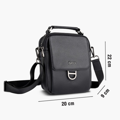 Túi Đeo Chéo Cầm Tay Thời Trang Nam Da Bò Mill Cao Cấp Gence  TD03 Đen