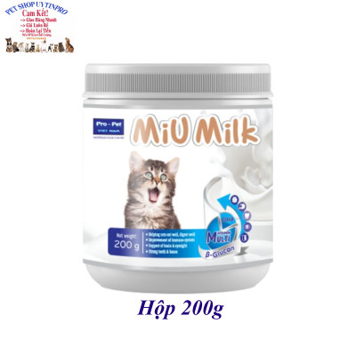Sữa cho Mèo Pro-pet Miu Milk Bổ sung dinh dưỡng Tăng cường hệ miễn dịch Răng xương chắc khỏe Tiêu hóa tốt Sx tại VN
