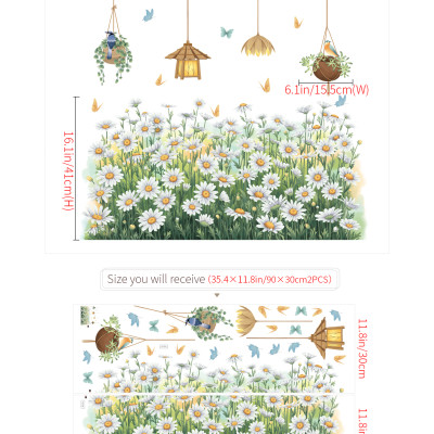 Sticker Giấy Dán Tường Decal Dán tường Tranh Dán Tường Trang Trí Tường Mẫu Vườn Hoa Cúc Trắng ZDB-2593