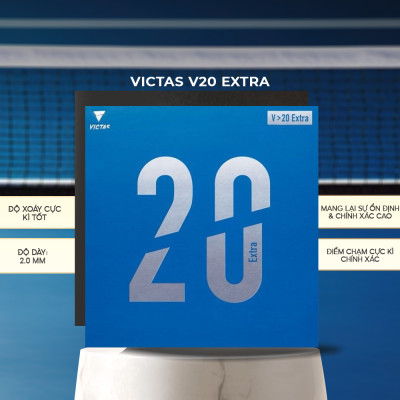Mặt Vợt Bóng Bàn Victas V20 Extra 47 Độ Đen - Ổn Đinh, Kiểm Soát Hoàn Hảo, Tạo Ra Những Cú Đánh Xoáy Uy Lực