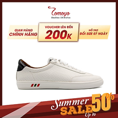Giày Sneaker Tomoyo  Nam Cột Dây Màu Trắng Lót Da Cừu Siêu Êm TMN21507