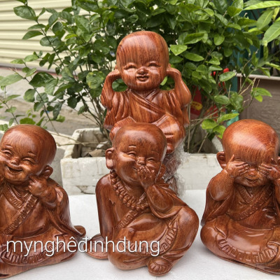 Bộ tượng tứ không bằng gỗ hương đá kt cao 20x8x7cm 